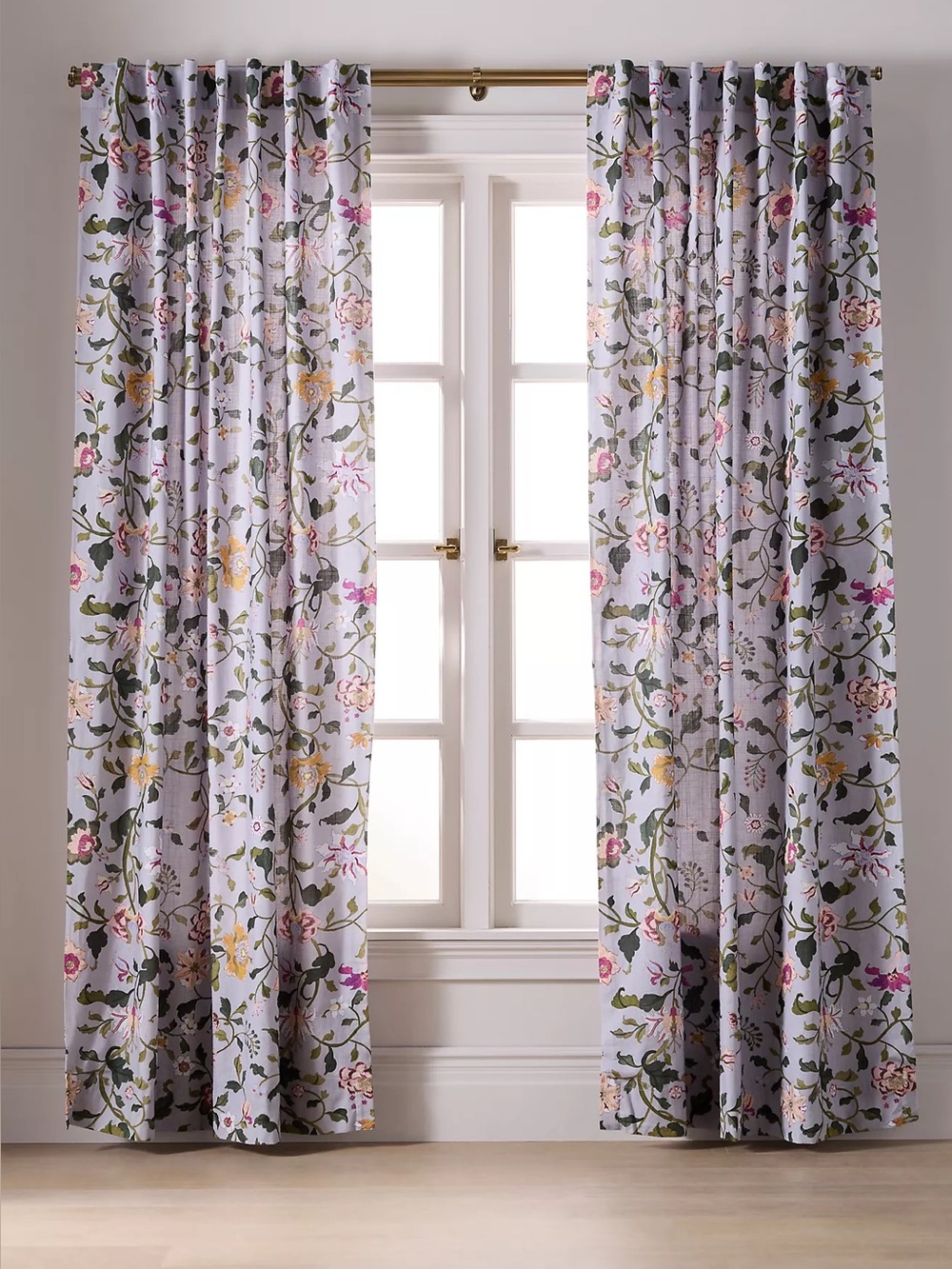 Anthropologie Hattie Organic Cotton Floral Printed Curtain